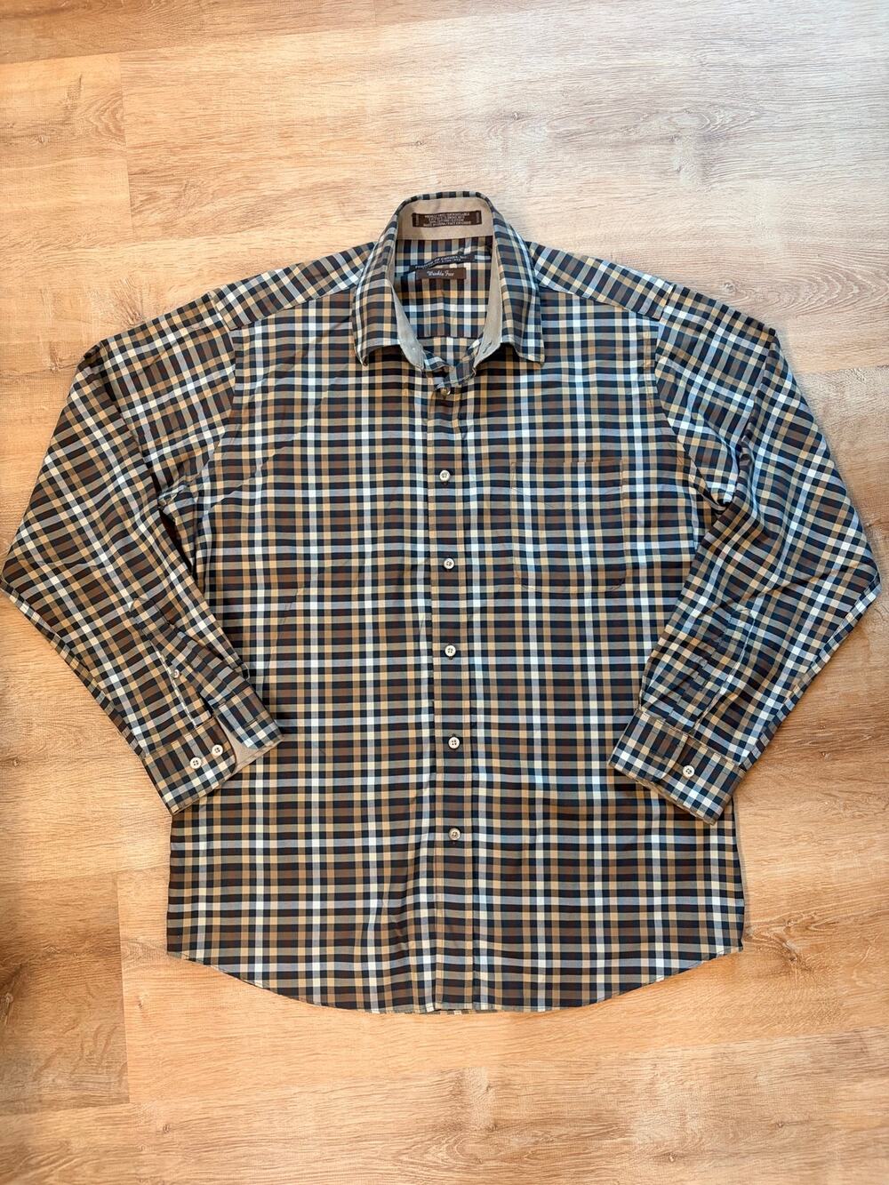 Forsyth of Canada Plaid Button Down Shirt Mens Earth Tone Streetwear Grandpacore